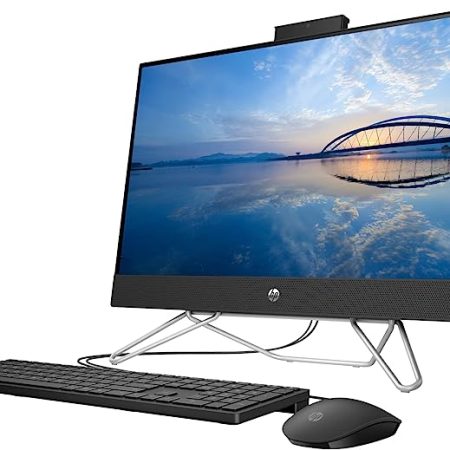 HP Essential All-in-One Desktop, 24" FHD Display, Intel Core i5-1235U Processor, 8GB RAM, 512GB PCIe SSD, IR Camera, HDMI, RJ-45, Wi-Fi 6, Wired Keyboard & Mouse, Windows 11 Home, Black